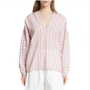 Vince Variegated Stripe Long-sleeve Pullover Top Size Small